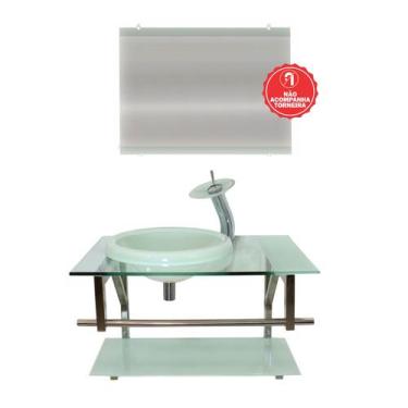 Imagem de Gabinete de Vidro 70cm para Banheiro França - EKASA, Branco