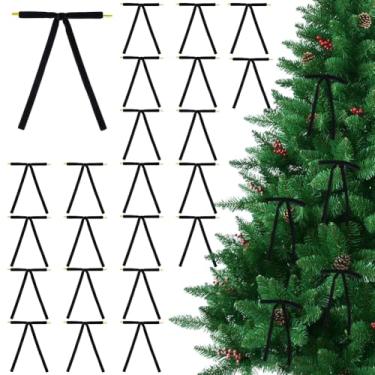 Imagem de DICOSMETIC 30 peças laço de árvore de Natal de veludo 17,5 cm fita preta laço vintage artesanato laço ornamento para guirlanda de porta, guirlanda de presente, sacos de doces decorações de festa DIY