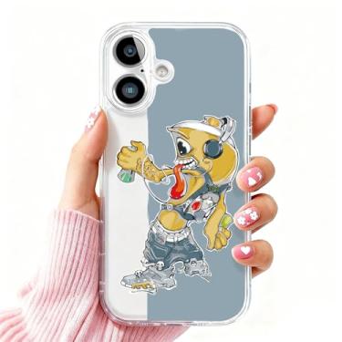 Imagem de DSJIFGEW Design de capa transparente padrão para iPhone 16 | Antiamarelamento, parte traseira rígida, proteção contra quedas de nível militar, suporta carregamento sem fio