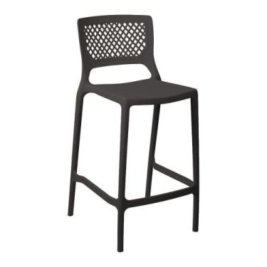 Imagem de Banqueta Alta Para Cozinha Grafite Empilhável Vênus Em Polipropileno A