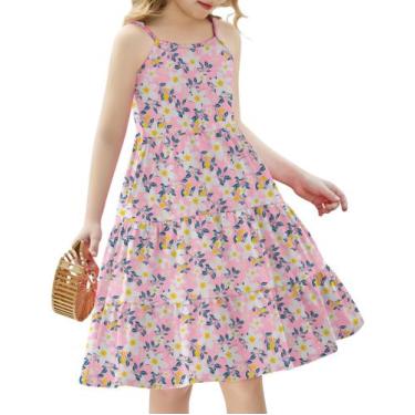 Imagem de Vestido Arshiner Vestido de verão feminino com alça boho de 7 a 8 anos
