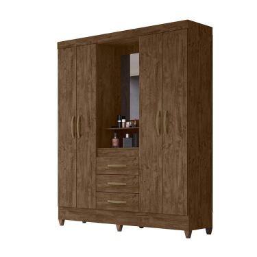 Imagem de Guarda Roupa 4 Portas Com Espelho Capri Castanho 831331
