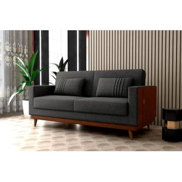 Imagem de Sofa Cama Esther 3 Lugares com Almofadas Linho (Chumbo/Cacau)
