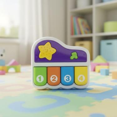 Imagem de Brinquedo Mini Piano Musical Infantil Com Luz Sons Notas Música Educativa Sensorial Bebê 18 Meses (Branco)