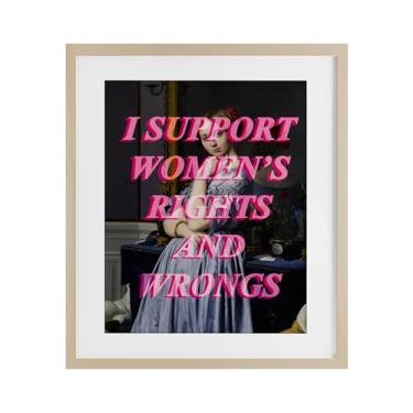 Imagem de Stupell Industries I Support Women's Rights & Wrongs Impressão emoldurada branca sob vidro, design de Lil' Rue, 16 x 13