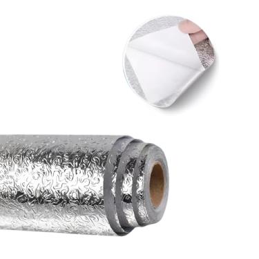 Imagem de Manta Adesiva Anti-Manchas Resistente Prateada - 5 Metros Para Cozinha, Pia, Balcão, Armário, Banheiro