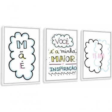 Imagem de Quadro Decorativo Mãe Te Amo Com Moldura Branco