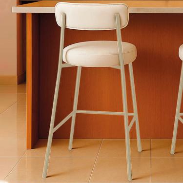 Imagem de Banqueta Cozinha Média com Encosto Industrial Champanhe Londres PU Branco D03 - D'Rossi