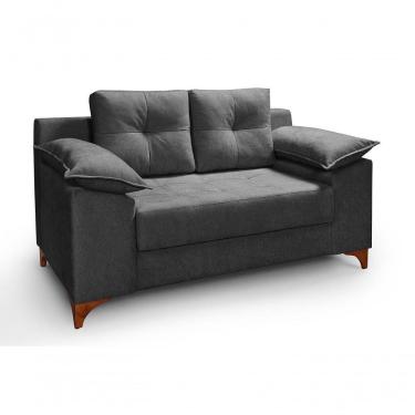 Imagem de Sofá Ibiza 2 L Casal 1,57m Veludo Luxo Fixo Pés De Madeira Chumbo 208