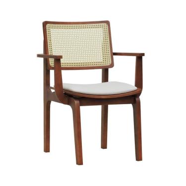 Imagem de Cadeira Gus Com Braço - Amêndoa Estofado Corano Bege