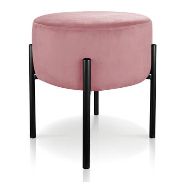 Imagem de Puff Iron Suede Rosê Base Preto Palito