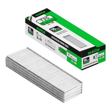 Imagem de meite Pregos de acabamento de calibre 16, pregos de acabamento galvanizado de 2,5 cm, prego de acabamento reto pequeno, ideal para trabalhos em madeira, estofados e projetos de moldura (500 unidades)