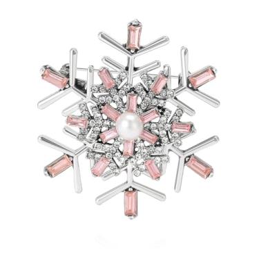 Imagem de Broche de flor de neve de cristal azul/verde/rosa strass floco de neve broche de lapela festivais de Natal roupas de moda de ano novo, as picture, Zinco, Sem Pedra Preciosa