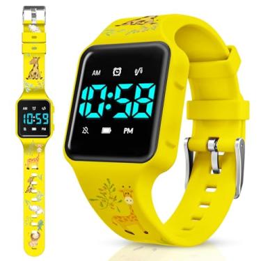 Imagem de Relógio de treinamento penico para crianças com contagem regressiva, alarmes, música ou alertas de vibração – à prova d'água para meninos e meninas de 2 a 9 anos, Amarelo - animal