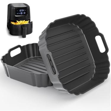 Imagem de PINTAUR Forros de silicone para fritadeiras a ar de 2 a 3 litros, pacote com 3 forros quadrados antiaderentes reutilizáveis para fritadeira a ar pequena, cesta de silicone, acessórios para cosori