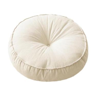 Imagem de KiBcsLic Almofada Redonda para Chão, Almofada para Sentar, Almofada de Meditação de 45x10cm para Sentar No Chão, Sofá, Cama, Quarto, Bege, Tamanho real