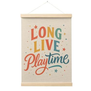 Imagem de Evcprz Long Live Playtime Berçário Wall Art Poster Cabide, Decoração de Sala de Jogos Infantil, Impressão em Tela Colorida Pendurada Decoração de Parede para Quarto de Crianças, Quarto Infantil, Sala