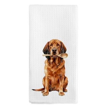 Imagem de nvucamd Bloodhound Dog Gifts Toalhas de cozinha, donos de cães, presentes para donos, toalhas de mão, prato Bloodhound Toalha de chá para decoração de cozinha, 40 x 61 cm