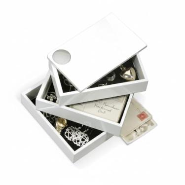 Imagem de Porta Joias Espiral com 3 Compartimentos, Branco em ABS, 13x12x19 cm, Organizador de Acessórios e Joias Protected Jewelry