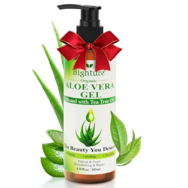 Imagem de BIGHTURE Gel De Aloe Vera Orgânico Com Óleo Melaleuca Para Rosto E Corpo, Pele Ideal Recém-Aparada, Couro Cabeludo, Hidratação Capilar, Hidratante Calmante, Cuidado Pós-Sol Suavizante, 6,93 Oz