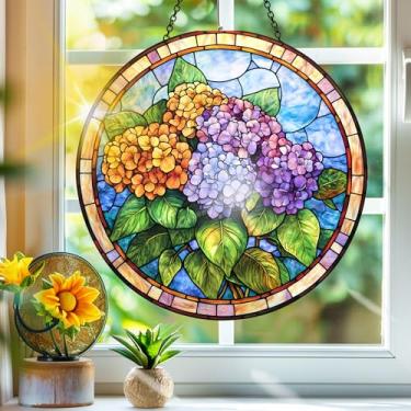 Imagem de Acrílico colorido, apanhadores de sol, decoração de janela pendurada com flores, arte de parede de arco-íris, para sala de estar, quarto, varanda, interior, exterior, jardim, decoração, 19 x 19 cm, 59