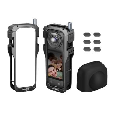 Imagem de SMALLRIG Gaiola para acessórios Insta360 X5, capa protetora de liga de alumínio para Insta360 x5 com liberação rápida, suportes embutidos para sapata fria e roscas de 0,6 cm, com tampa de proteção de