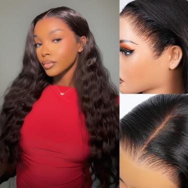 Imagem de Megalook hair Peruca frontal de 76 cm, 33 x 15 cm, cabelo humano sem cola, sem cola, 210% de densidade, solta, onda profunda, peruca frontal de cabelo humano, peruca de renda transparente HD, peruca