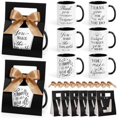 Imagem de LemonRoad 12 conjuntos de presentes de agradecimento de funcionários Caneca de agradecimento de 340 g com caixas de caneca fita de apreciação inspiradora xícara de café de cerâmica para Natal