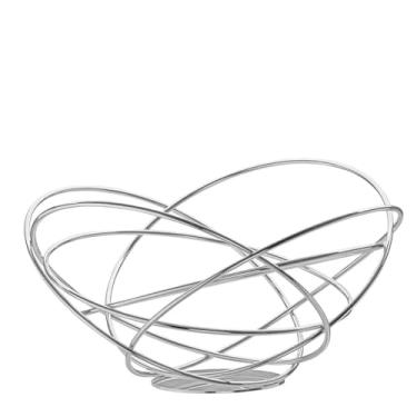 Imagem de Fruteira De Mesa Aço Inox Anéis Potenza Riva 31x32x17Cm Centro De Mesa Luxo