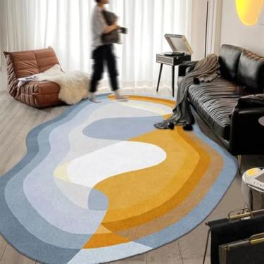 Imagem de Tapete estilo creme para decoração de sala de estar, tapete oval para sofá, cabeceira, chão, resistente ao desgaste (3,9 x 5,2 pés (120 x 160 cm)/5)