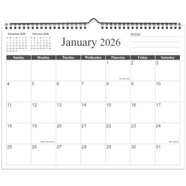 Imagem de Calendário 2025-2026 - Calendário de parede de dezembro de 2025 a dezembro de 2026, agenda de parede com papel grosso, 30,5 x 36,8 cm, preto