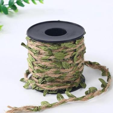 Imagem de 1 corda de folha verde, serapilheira, corda de fita de serapilheira grossa, decorações de jardim suspensas resistentes ou para uso em artes e artesanato.