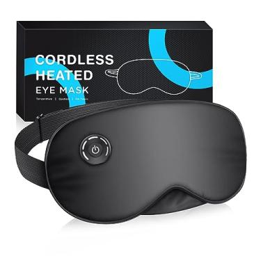 Imagem de Máscara de olho aquecida sem fio, almofada de aquecimento de olhos de seda para dormir, máscara lavável para olhos secos, blefarite, enxaqueca sinusal