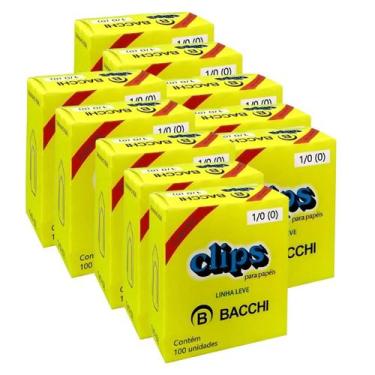 Imagem de Kit 10 Caixa com 100 clips galvanizados 1/0 (0) clipe bacchi