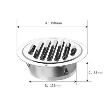 Imagem de Wswqop Grelha de ventilação com duto de exaustão, material de construção, tampa prateada para grelha de ventilação, saída de exaustão para banheiro e parede, Style E