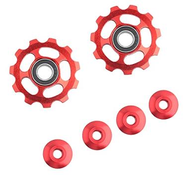 Imagem de Puxador do desvio traseiro de rolamentos de esferas macios para bicicleta 11t, roda CNC 2 peças (vermelha)