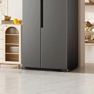 Imagem de ZPAI Tapete de área de PVC transparente de 9 x 7,8 m para pisos rígidos, pequeno protetor impermeável para área de alimentação de animais de estimação, sob a geladeira, cantos de jardim (91 x 91 cm)