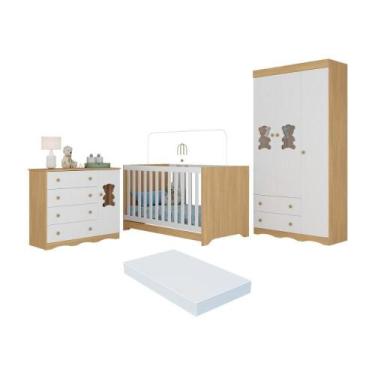 Imagem de Quarto De Bebê Completo C- Berço Americano 3 Em 1 Colchão Doçura Multi