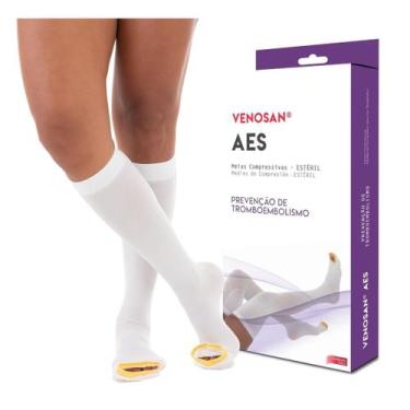 Imagem de Meia Compressiva 3/4 Antitrombo Venosan AES 18mmhg Pé Aberto, XX-G