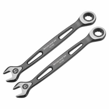 Imagem de HARFINGTON 2 chaves de catraca de 11 mm métrico 12 pontos CR-V eletroforese caixa dupla chave catraca aberta com 72 dentes 5° Swing ferramenta de grau industrial para reparo