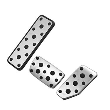 Imagem de ACROPIX Conjunto de capa de pedal de acelerador a gás para pedal de freio de carro adequado para Subaru Forester aço inoxidável borracha - Pacote com 3 tons prateados pretos