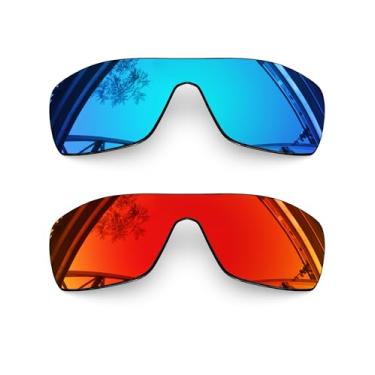 Imagem de SmartVLT Lentes de substituição masculinas Ice Blue & Fire Red para óculos de sol Oakley Batwolf OO9101