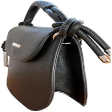 Imagem de Bolsa feminina, pratica, transversal, ombro, com alca de corda, preta, versatil, classica.