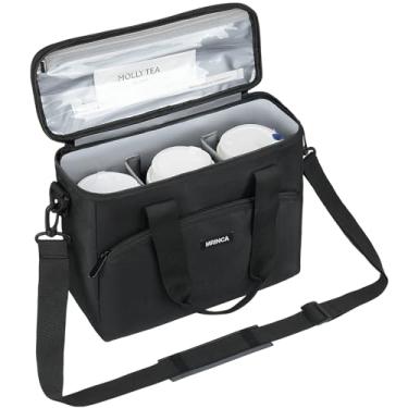 Imagem de Bolsa térmica para entrega de 3 xícaras com alça de ombro, tampa com zíper, divisores ajustáveis reutilizáveis para bebidas e viagens ao ar livre