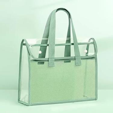 Imagem de Pasta Portátil Transparente À Prova D'água, Grande Capacidade, Bolsa de Documentos Expandível(Verde A)