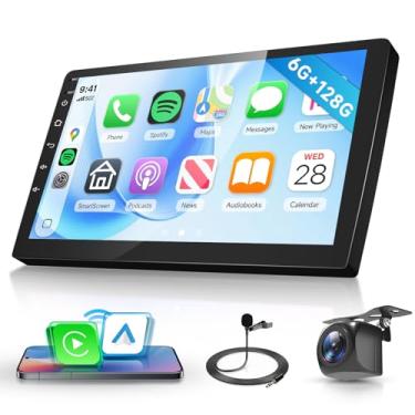 Imagem de Hodozzy [6G + 128G] Estéreo duplo para carro, tela sensível ao toque IPS de 22 cm com CarPlay sem fio e Android Auto, rádio de carro Android 15 de 8 núcleos, visão panorâmica de 360°, GPS, DSP, WiFi