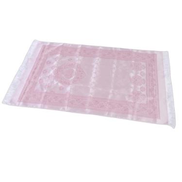Imagem de GLOGLOW Tapete de Oração de Veludo Macio, Tapete de Oração Islâmica de Pano de Algodão de Pelúcia Com Borlas Elegantes, para Homens, Mulheres, Crianças, Decoração de Casa, Presente de (Rosa)