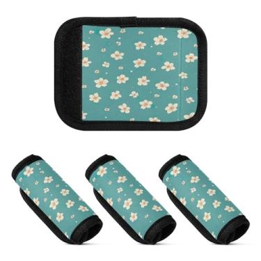 Imagem de Qilmy Beautiful Little Flowers Bagagem Handle Wrap Pacote com 4 Identificadores de Bagagem Identificadores de Bagagem Capa de Punho Confortável para Carrinho de Viagem Bolsa Mala de Viagem de Avião