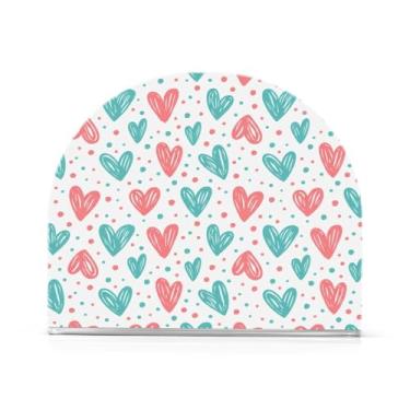 Imagem de Qilmy Porta-guardanapos de acrílico coração azul rosa amor, porta-guardanapos para mesas cozinha restaurante decoração de casa, suporte decorativo moderno para papel de jantar guardanapos de coquetel