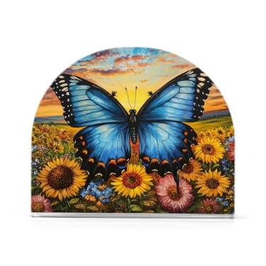 Imagem de CEBUGI Porta-guardanapos para mesas porta-guardanapos de acrílico borboleta azul porta-guardanapos de papel para decoração de festa de jantar de cozinha